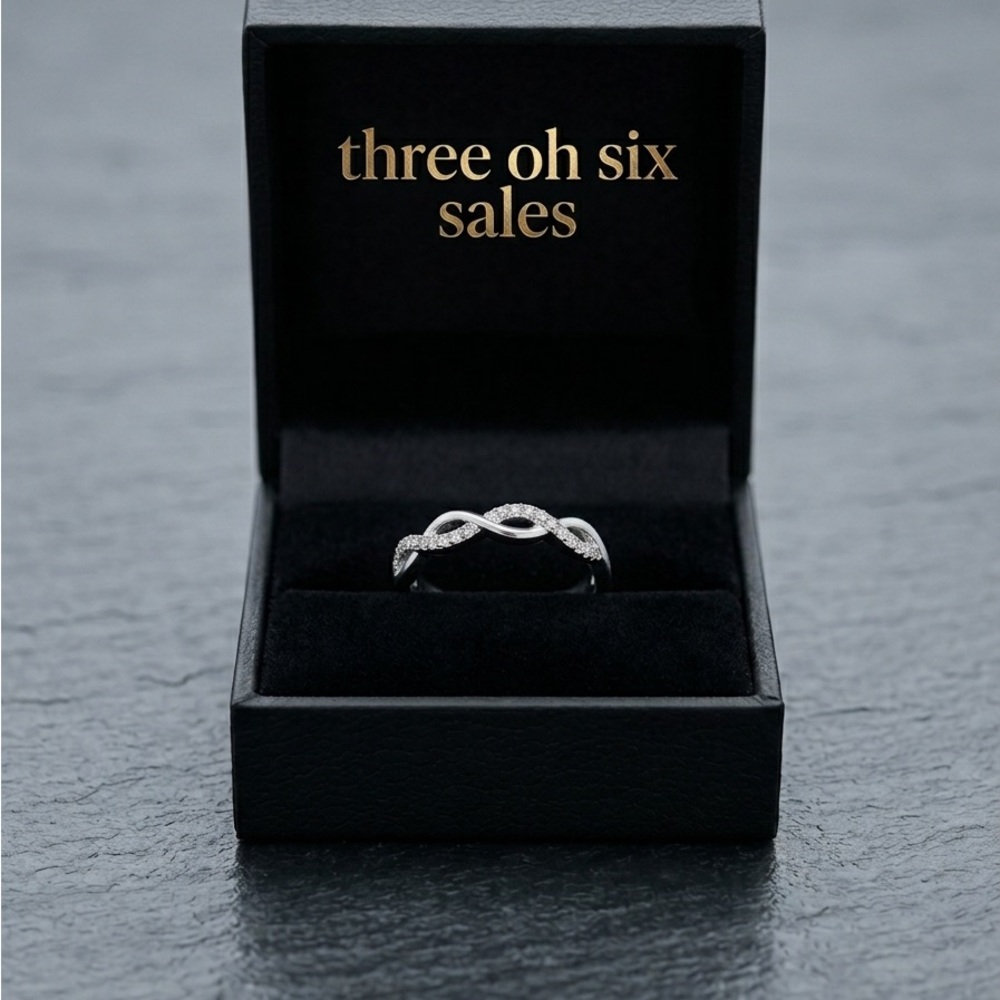 Three Oh Six Sales Silver Infinity Twist Ring with Pavé Diamonds